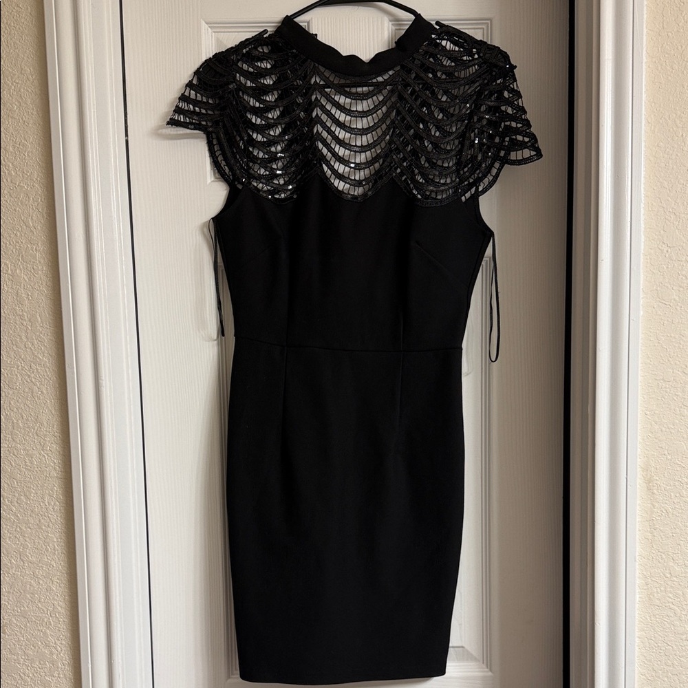 Fashion Nova Black Mini Dress with Lace Detail